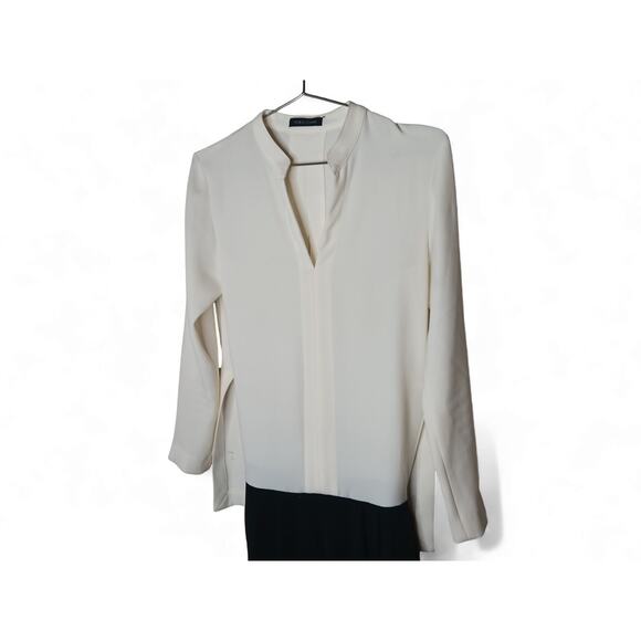 Yoko Chan Ivory Black Long Sleeve Cape Back Jumpsuit 36 (US 4) Made in Japan - Picture 4 of 16